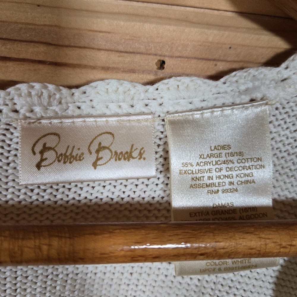 NWT Bobbie Brooks Knit Sweater Vest Embroidered Butterfly Ivory Womens XL Spring - Picture 6 of 7